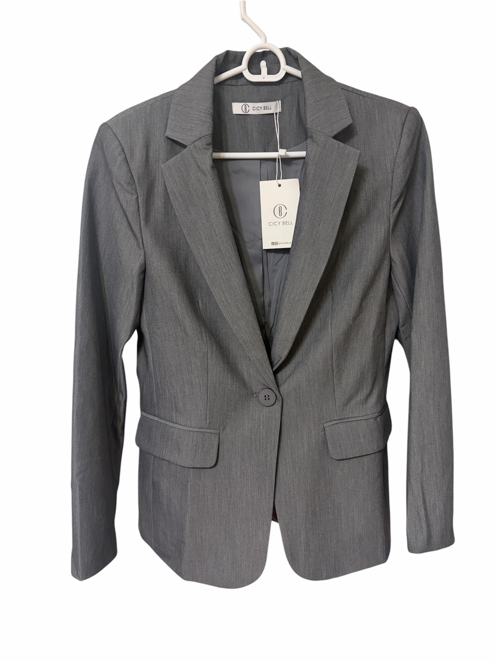 Cicy Bell Women's Gray Single-Button Notch-Lapel Blazer